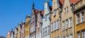 Panorama of historic houses in Swietego Ducha street of Gdansk Royalty Free Stock Photo