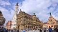 Romantic Rothenburg ob der Tauber, Panorama of Historic Market Square and Town Hall in Franconia, Bavaria, Germany