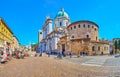 Panorama of historic Paolo VI Square, Brescia, Italy