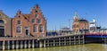 Panorama of a historic step gable house in Harlingen Royalty Free Stock Photo