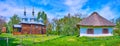 Panorama of the church and hata house, Pereiaslav Scansen, Ukraine