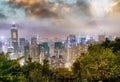 Panorama of Hong Kong City skyline. Night view from The peak Hongkong Royalty Free Stock Photo