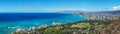 Panorama of Honolulu beach and city view from Diamond Head lookout in Waikiki Royalty Free Stock Photo