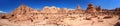 Panorama of Hoodoo Rock pinnacles in Goblin Valley State Park Utah USA