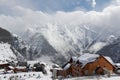 Panorama of the Hotels and Hils, Les Deux Alpes, France, French Royalty Free Stock Photo