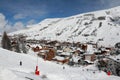 Panorama of the Hotels and Hils, Les Deux Alpes, France, French Royalty Free Stock Photo