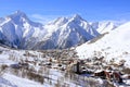 Panorama of the Hotels and Hils, Les Deux Alpes, France, French