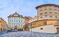 Panorama with House at the Golden Star and Schwarzenberg Palace, Prague, Czech Republic Royalty Free Stock Photo