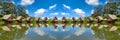 Panorama Houses in lake with blue sky in daylight HDR