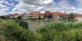 Panorama from houses next to the Linker Regnitzarm river Royalty Free Stock Photo