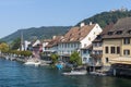 Boulevard by the Rhine river in city Stein am Rhein Royalty Free Stock Photo