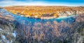 Panorama of Hraunfossar waterfall in Iceland Royalty Free Stock Photo