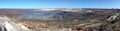 Panorama huge quarry iron ore mining Gubkin Russian Spring
