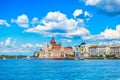 Panorama with hungarian parliament in budapest Royalty Free Stock Photo