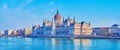 Panorama of Hungarian Parliament, Budapest, Hungary Royalty Free Stock Photo