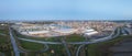 Panorama of hydrocarbon refinery and liquefied natural gas tanks Royalty Free Stock Photo