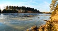 Panorama. The ice freezes on the river in the fall. Royalty Free Stock Photo