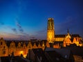 Panorama of the illuminated medieval town of Mechelen Royalty Free Stock Photo