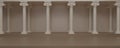 Panorama image of Ancient marble pillars in a row. Classic roman Columns stone, Pillars colonnade, classical interior architecture Royalty Free Stock Photo