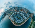 Panorama images of Hong Kong Cityscape view from sky