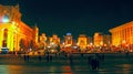 Panorama of Independence Square in Kyiv at night. Lights of night city