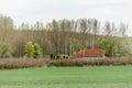 Panorama of the inhabited place next to the forest