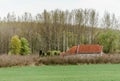 Panorama of the inhabited place next to the forest