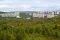 Panorama of the inhabited residential district of the city of Murmansk