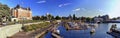 Victoria Inner Harbour Landscape Panorama with Empress Hotel and Parliament Building in Evening Light, British Columbia Royalty Free Stock Photo