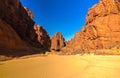 Panorama inside canyon aka Guelta d`Archei in East Ennedi, Chad Royalty Free Stock Photo
