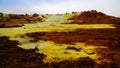 Panorama inside Dallol volcanic crater in Danakil depression, Afar Ethiopia Royalty Free Stock Photo