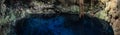 Panorama of the inside of one of the Cuzama Cenote, Cuzama, Yucatan, Mexico Royalty Free Stock Photo