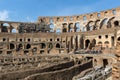 Panorama of inside part of Colosseum in city of Rome, Italy