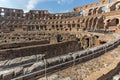 Panorama of inside part of Colosseum in city of Rome, Italy