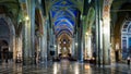 Panorama inside the Santa Maria sopra Minerva church in Rome, Italy