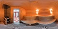 Panorama 360 inside the sauna bath Royalty Free Stock Photo