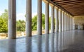 Panorama inside Stoa of Attalos in ancient Agora, Athens, Greece