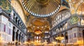 Panorama of interior inside Hagia Sophia