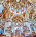 Panorama of interior of Salzburg Cathedral, Austria Royalty Free Stock Photo