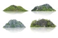 Panorama island, hill, mountain isolated on a white background. The collection of Mountain