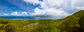 Panorama of island Praslin and Mahe at Seychelles Royalty Free Stock Photo