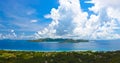 Panorama of island Praslin at Seychelles