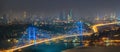Panorama of Istanbul and Bosporus at night Royalty Free Stock Photo