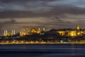 Topkapi Palace, Blue Mosque, Hagia Sophia Beautiful sunset Panoramic Istanbul. Istanbul, Turkey Royalty Free Stock Photo