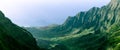 Panorama of the jagged cliffs in Kalalau Valley, Kauai, Hawaii Royalty Free Stock Photo