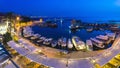 Panorama of Jbeil Byblos old harbor port at night, Byblos, Lebanon Royalty Free Stock Photo