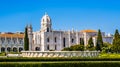 Panorama of the Jeronimos Monastery or Hieronymites Monastery, former monastery of the Order of Saint Jerome and the Maritime Royalty Free Stock Photo