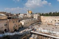 Panorama of Jerusalem with the Wailing wall and Dome of the Rock