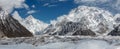 Panorama of K2 and Broad Peak from Concordia Royalty Free Stock Photo