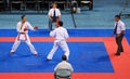 Panorama of a karate match Royalty Free Stock Photo